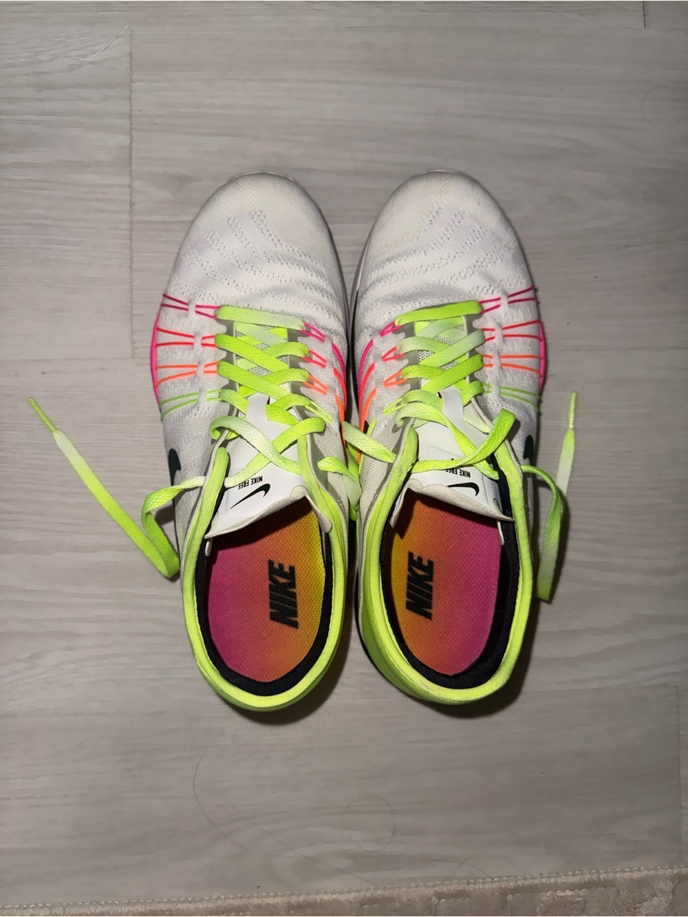 Nike Free TR 6 Training Shoes- White with Neon Yellow & Pink Accents